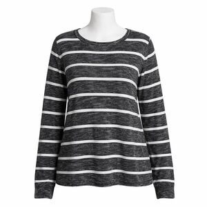 Size XXL Guess Women’s Heathered Black White Stripe Sweater Top